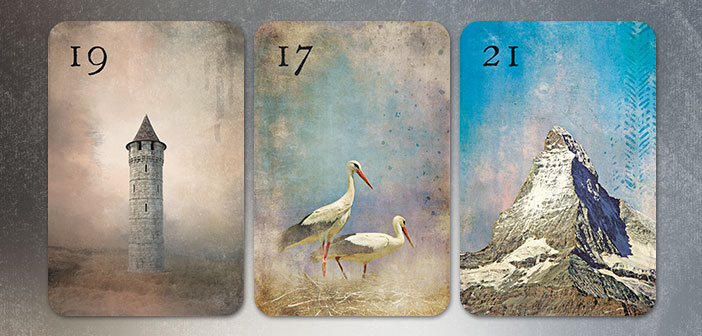 Die Dreierkombination der Karten Turm, Störche und Berg Kombi Turm Störche Berg